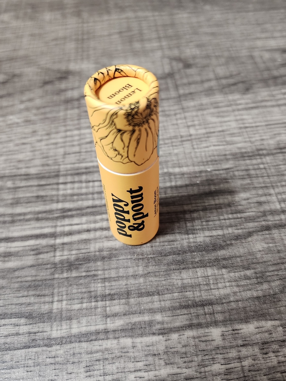 Poppy & Pout Lip Balm - Yellow Floral Tube. Lemon Bloom